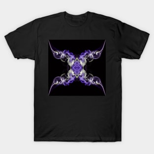 White and purple abstract twisted smoke isolated on black background, formed in circles T-Shirt